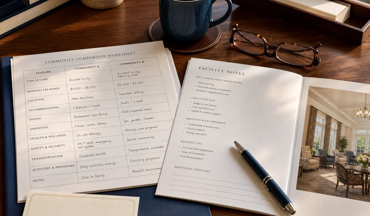 Memory Care Placement side-by-side facility analysis at the advisor's desk